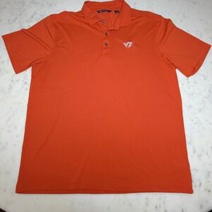 Cutter & Buck Virginia Tech Polo Mens Large Orange  VT Logo Golf Shirt